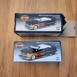 Harley-Davidson Vintage Collectable Die Cast Model Ford Car  & Display Tin
